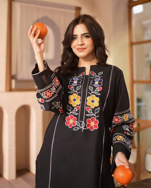 Black Flower Emboridered 2pc